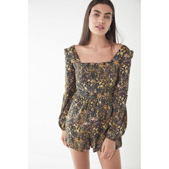 Urban Outfitters Pants - Urban Outfitters Paulina Long Sleeve Floral Romper